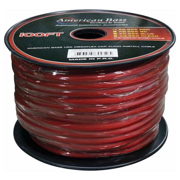 American Bass® - 100' Red 8 AWG Stranded GPT Power Wire