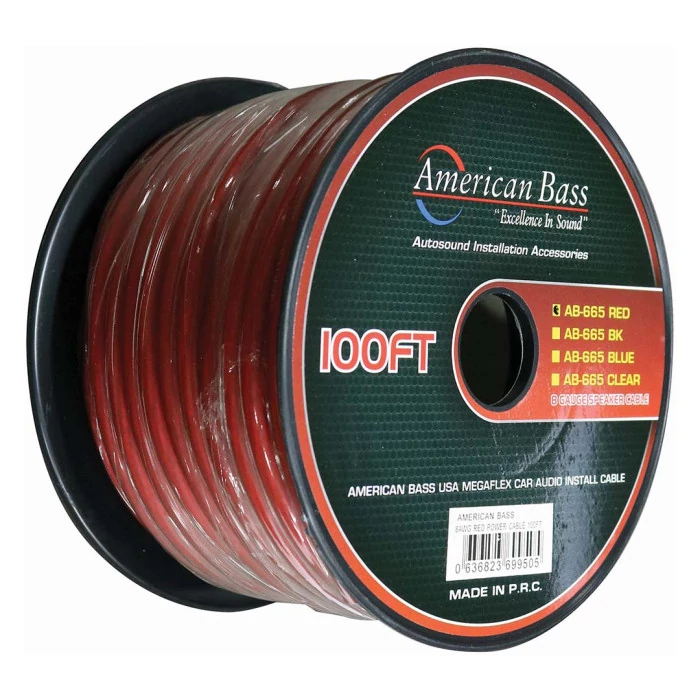 American Bass® - 100' Red 8 AWG Stranded GPT Power Wire