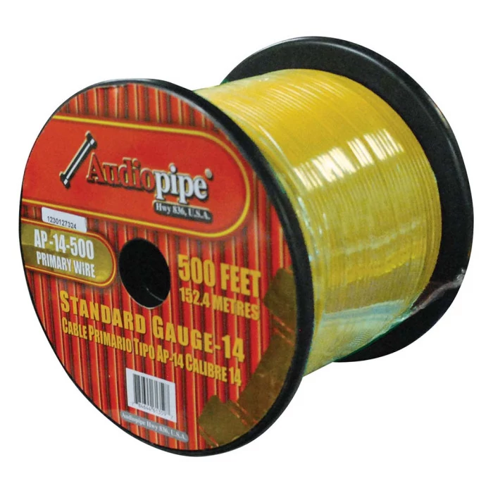 Audiopipe® - Yellow 14 Gauge 500' Primary Wire