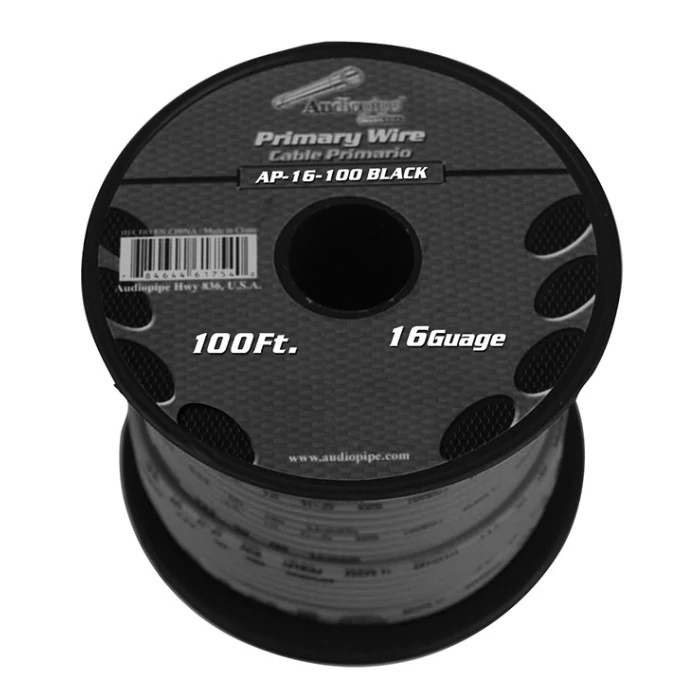Audiopipe® - Black 16 Gauge 100' Primary Wire