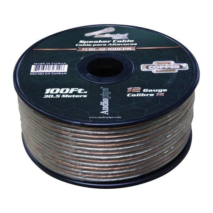 Audiopipe® - 100' Clear PVC 100% Copper Series 12 Gauge Speaker Wire