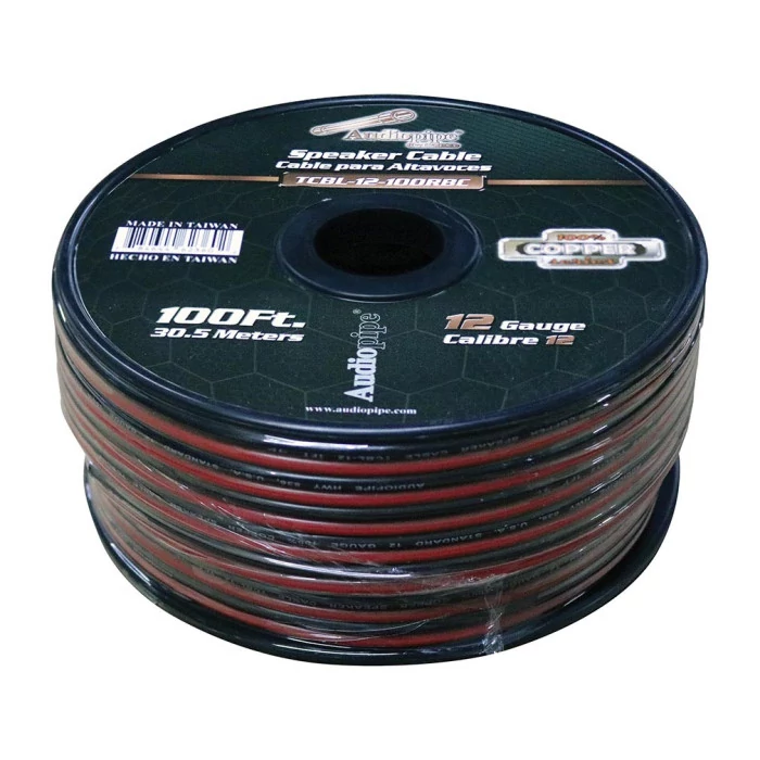 Audiopipe® - 100' Red/Black 100% Copper Series 12 Gauge Speaker Wire