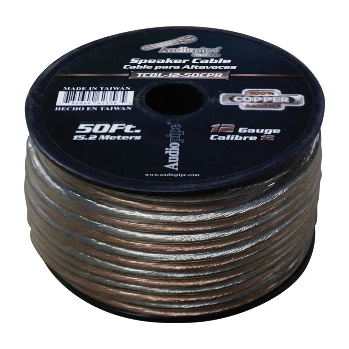 Audiopipe® - 50' Clear PVC 100% Copper Series 12 Gauge Speaker Wire