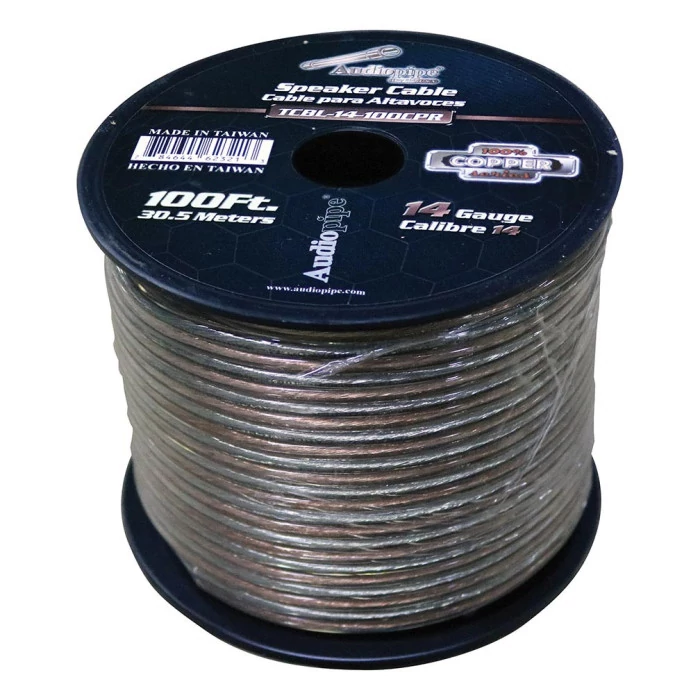Audiopipe® - 100' Clear PVC 100% Copper Series 14 Gauge Speaker Wire