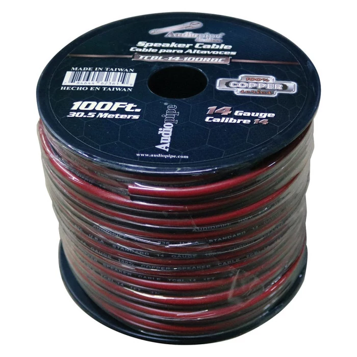 Audiopipe® - 100' Red/Black 100% Copper Series 14 Gauge Speaker Wire