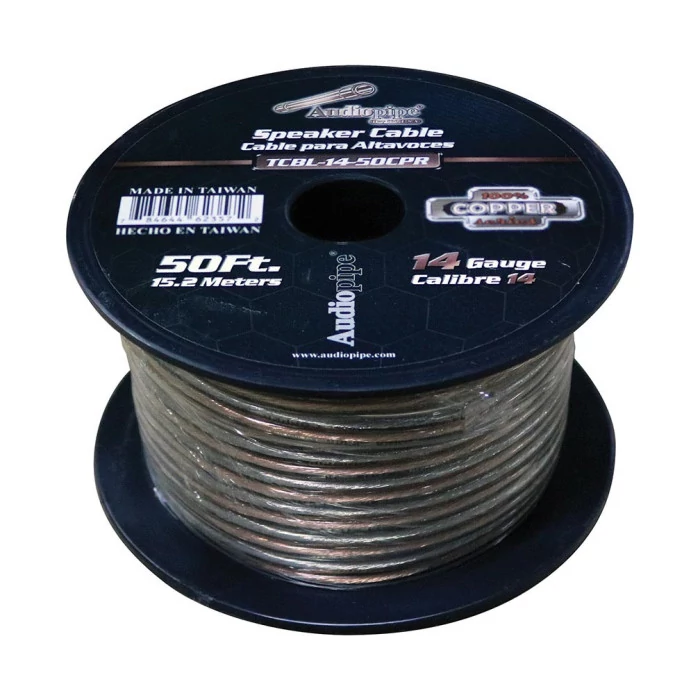 Audiopipe® - 50' Clear PVC 100% Copper Series 14 Gauge Speaker Wire
