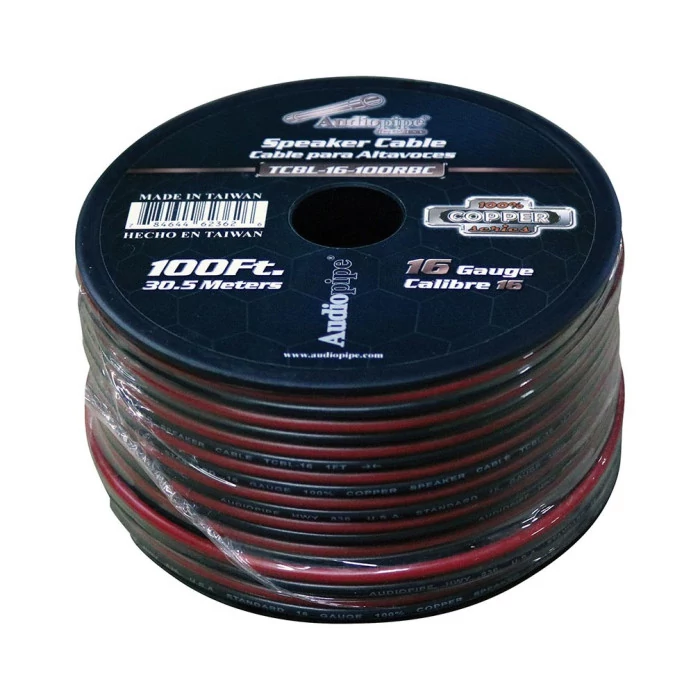 Audiopipe® - 100' Red/Black 100% Copper Series 16 Gauge Speaker Wire