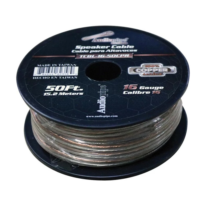 Audiopipe® - 50' Clear PVC 100% Copper Series 16 Gauge Speaker Wire