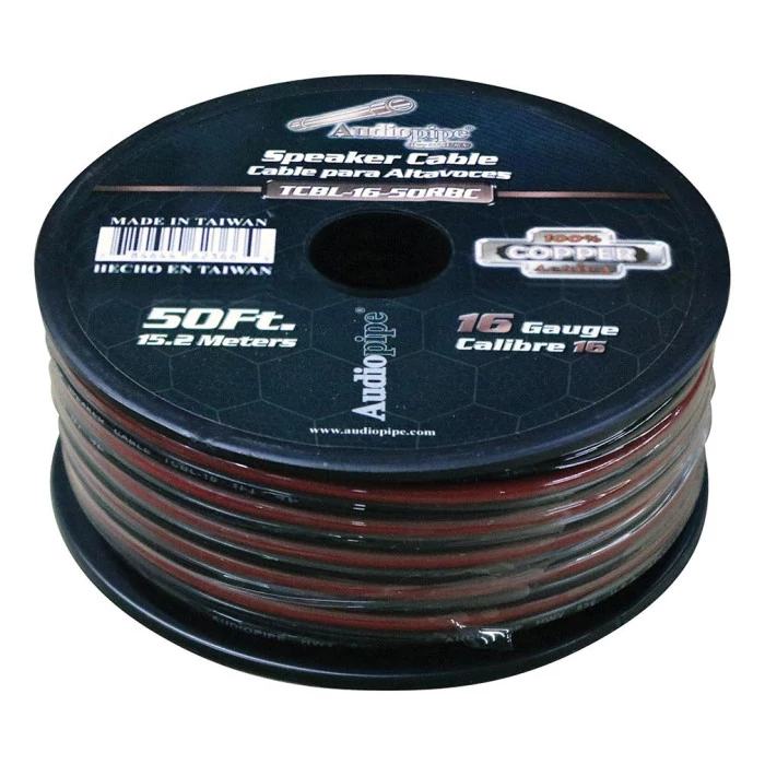Audiopipe® - 50' Red/Black 100% Copper Series 16 Gauge Speaker Wire