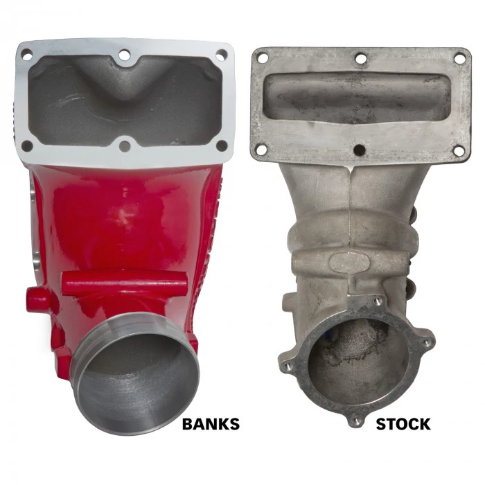 Banks Power® - Monster-Ram Intake Elbow With Fuel Line and Hump Hose 4 Inch Red Powder Coated 07.5-18 Dodge/Ram 2500/3500 6.7L
