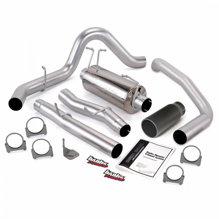 Banks Power® - Monster Exhaust System Single Exit Black Round Tip 03-07 Ford 6.0L ECLB Ford