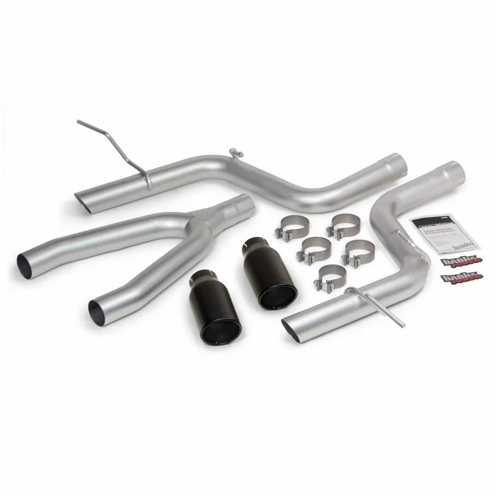 Banks Power® - Monster Exhaust System Dual Rear Exit Black Round Tips 14-15 Jeep Grand Cherokee 3.0L Diesel Jeep Grand Cherokee