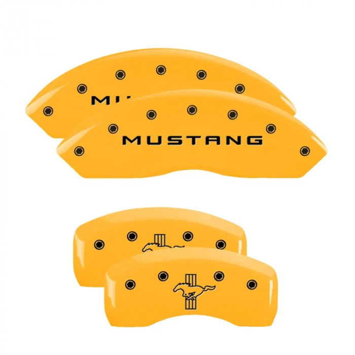 MGP® - Yellow Caliper Covers with Mustang/Bar & Pony (S197) Engraving