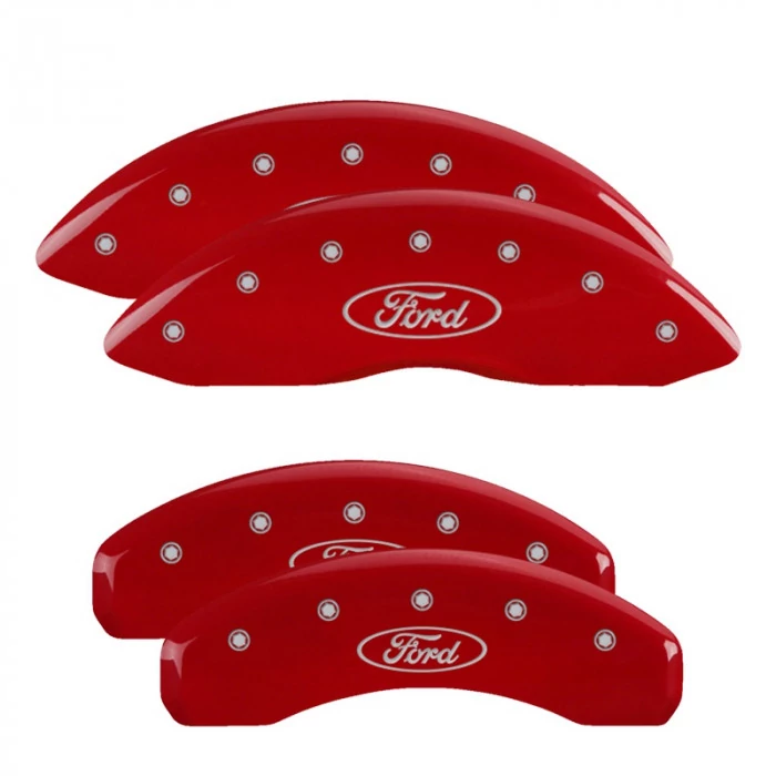 MGP® - Red Caliper Covers with Ford Oval Logo Engraving for Models with STD Brakes
