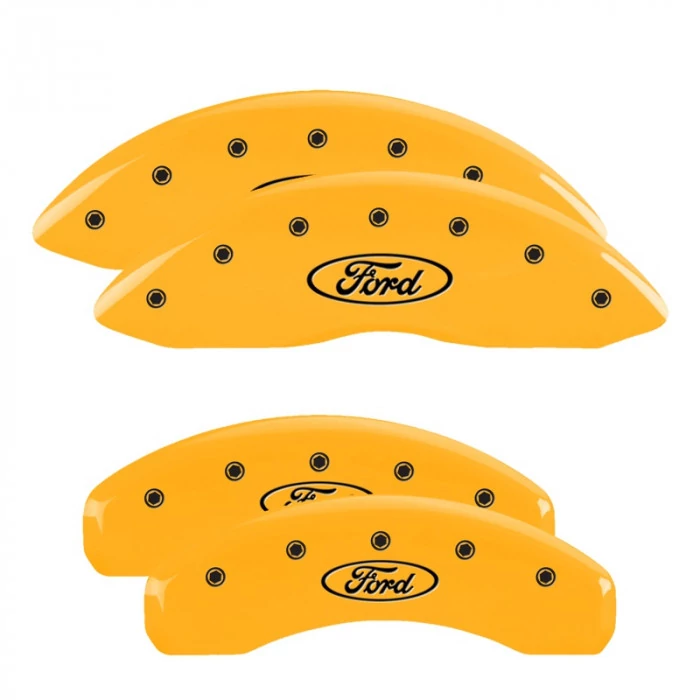 MGP® - Yellow Caliper Covers with Ford Oval Logo Engraving for Models with STD Brakes
