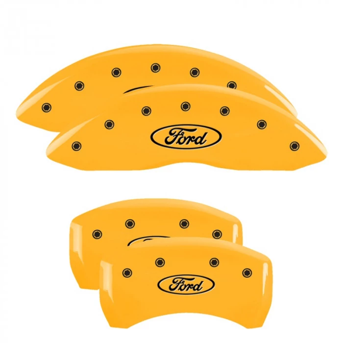 MGP® - Yellow Caliper Covers with Ford Oval Logo Engraving for Models with HD Brakes