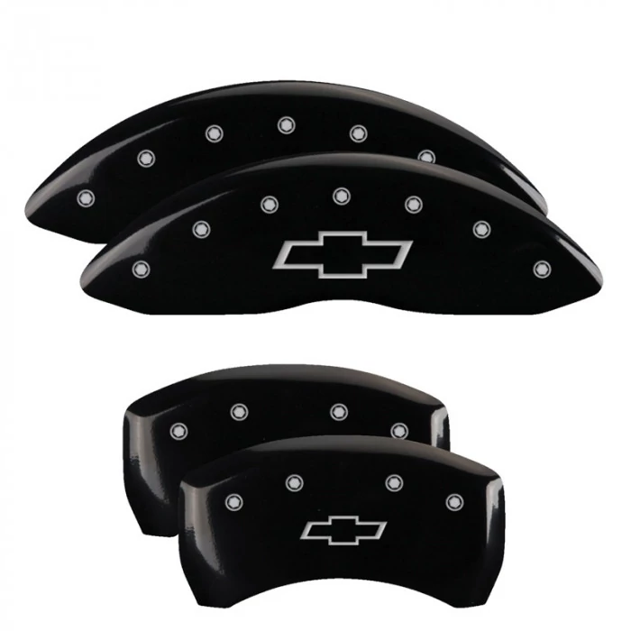 MGP® - Black Caliper Covers with Bowtie Engraving for Models with Single Piston Rear Caliper