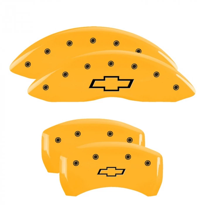 MGP® - Yellow Caliper Covers with Bowtie Engraving for Models with Single Piston Rear Caliper