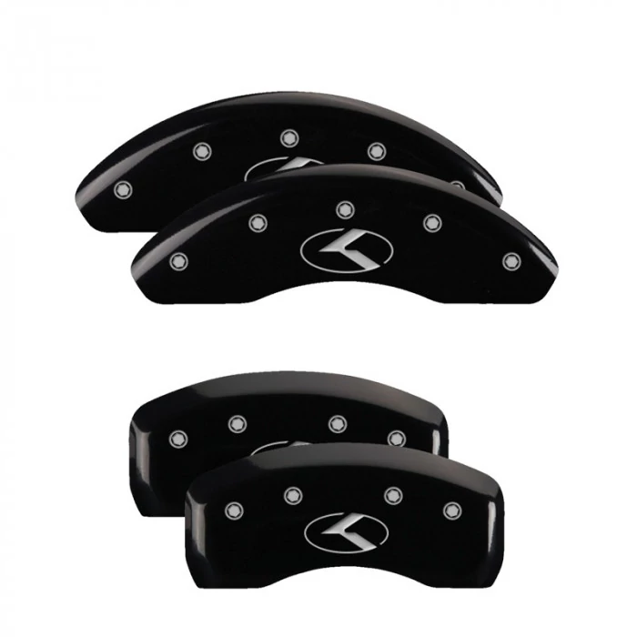 MGP® - Black Caliper Covers with Kia Logo (Circle K) Engraving for 2.0L Turbocharged Models with Mechanical Parking Brakes