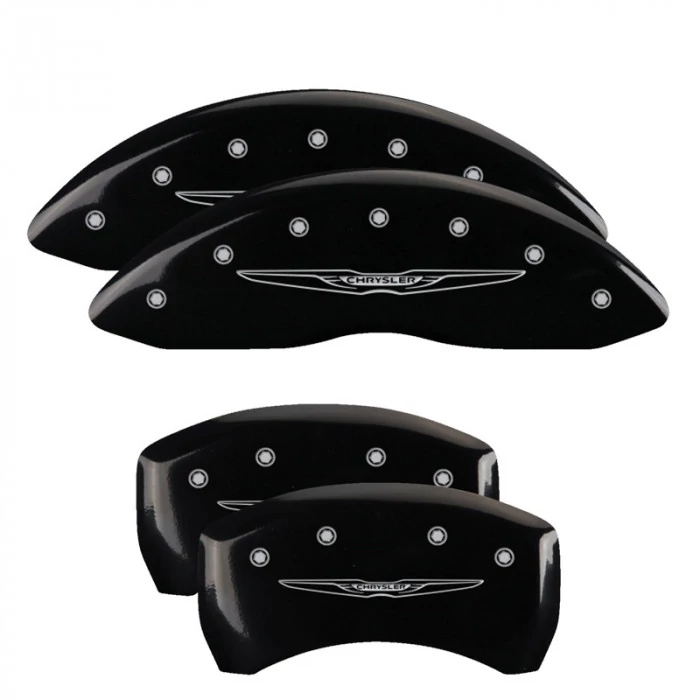 MGP® - Black Caliper Covers with Chrysler Wing Style 2 Engraving for Models with Dual Piston Front Caliper