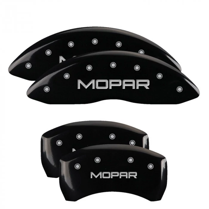 MGP® - Black Caliper Covers with MOPAR Engraving for Models with Single Piston Front Caliper