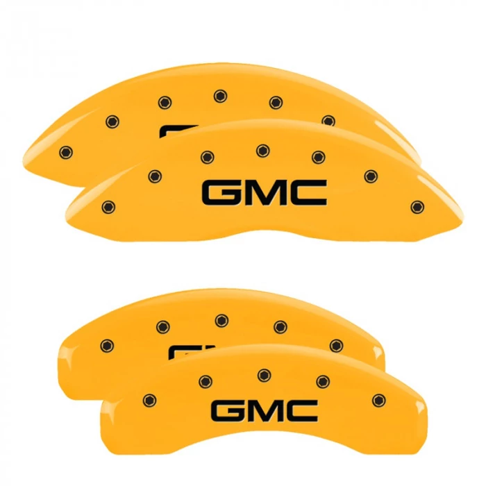 MGP® - Yellow Caliper Covers with GMC Engraving for 2WD Models with Single Piston Rear Caliper