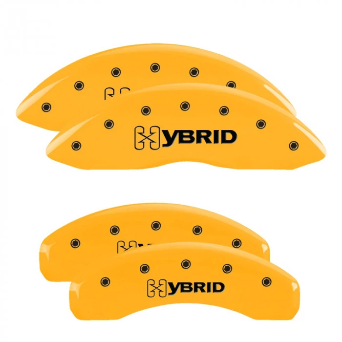 MGP® - Yellow Caliper Covers with Hybrid (GM) Engraving for 2WD Models with Single Piston Rear Caliper