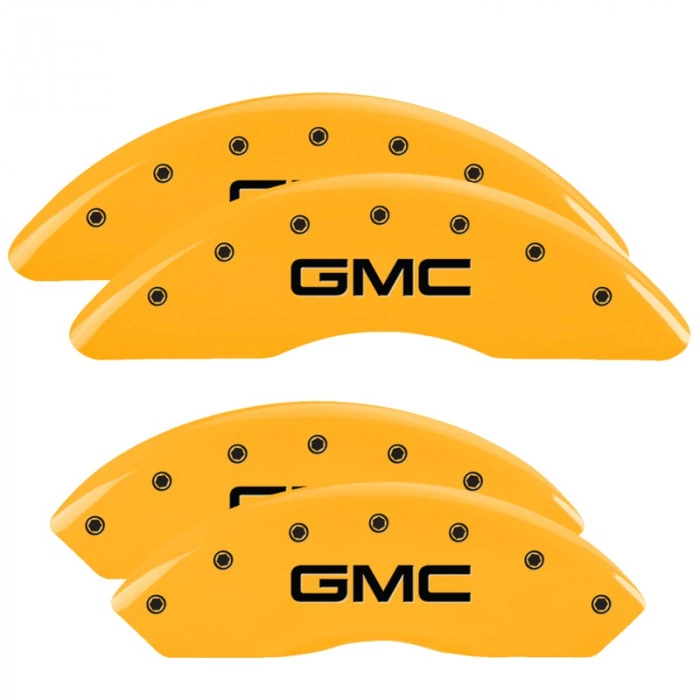 MGP® - Yellow Caliper Covers with GMC Engraving for Models with Silver/Black Front Caliper