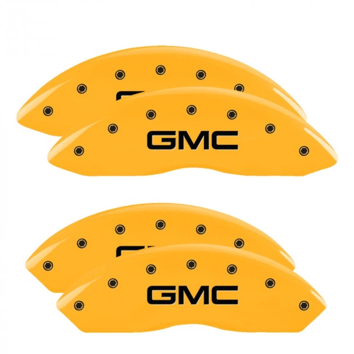 MGP® - Yellow Caliper Covers with GMC Engraving for Models with Black Front Caliper