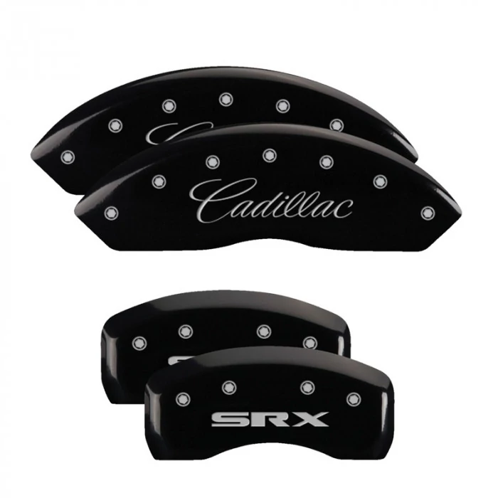 MGP® - Black Caliper Covers with Cadillac/SRX Engraving for Perf Package AWD/RWD Models with JE5 Brakes