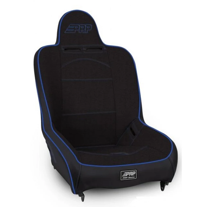PRP Seats® - Premier High Back Suspension Seat Black with Blue Outline
