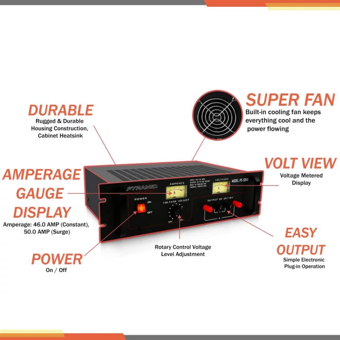 Pyramid® - 46 Amp Power Supply with Adjustable Voltage