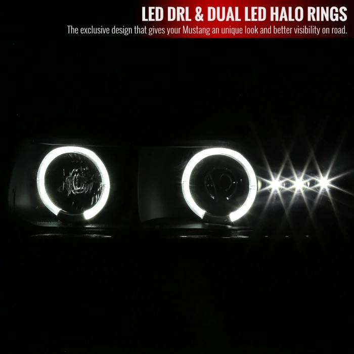 Spec-D - Smoke LED Halo Projector Headlights with Turn Signal/Parking Lights