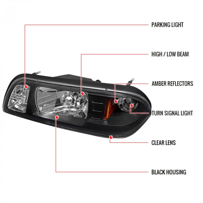 Spec-D - Black Euro Headlights with Corner Lights