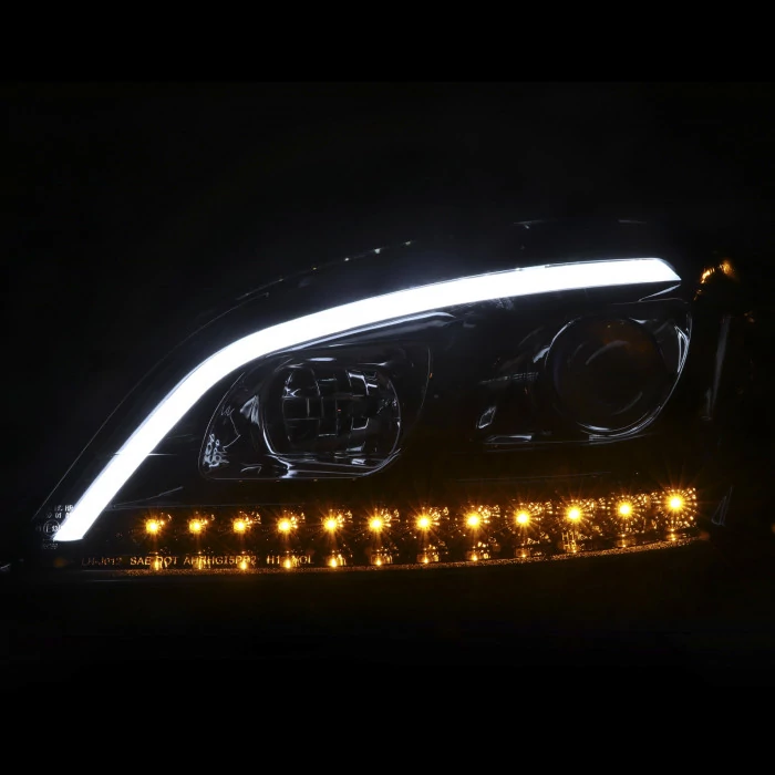 Spec-D - Chrome DRL Bar Projector Headlights with Sequential LED Turn Signal