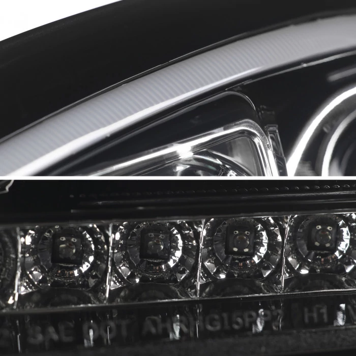 Spec-D - Glossy Black/Smoke DRL Bar Projector Headlights with Sequential LED Turn Signal