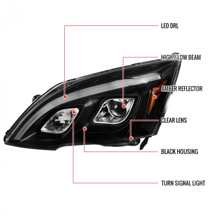 Spec-D - Matte Black LED DRL Bar Projector Headlights