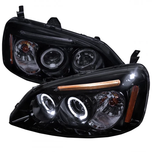 Spec-D - Chrome/Smoke Dual Halo Projector Headlights with Parking LEDs