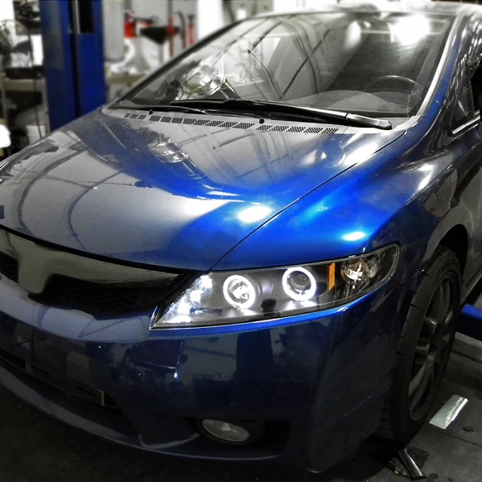 Spec-D - Black Dual Halo Projector Headlights with Parking LEDs