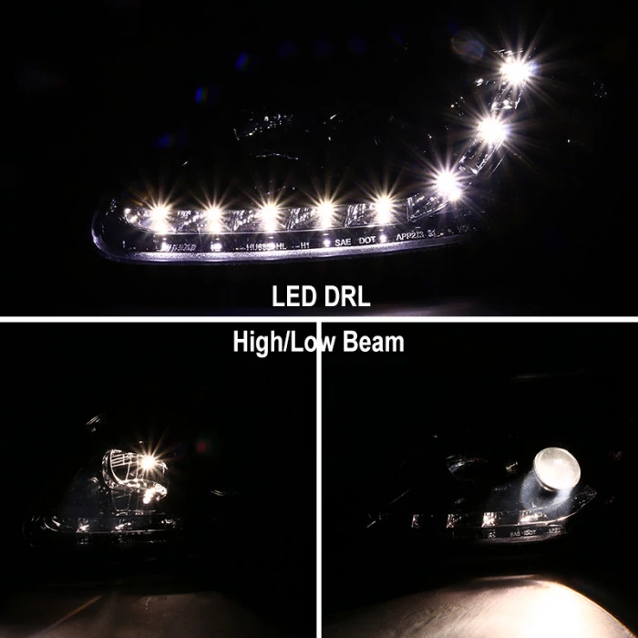 Spec-D - Black/Smoke Projector Headlights with R8 Style LEDs