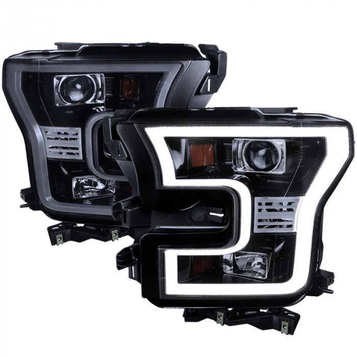 Spec-D - Black/Smoke LED DRL Bar Projector Headlights