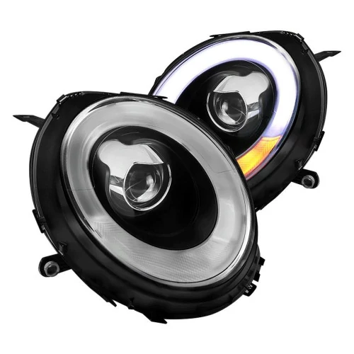 Spec-D - Black/Smoke DRL Bar Projector Headlights with LED Turn Signal