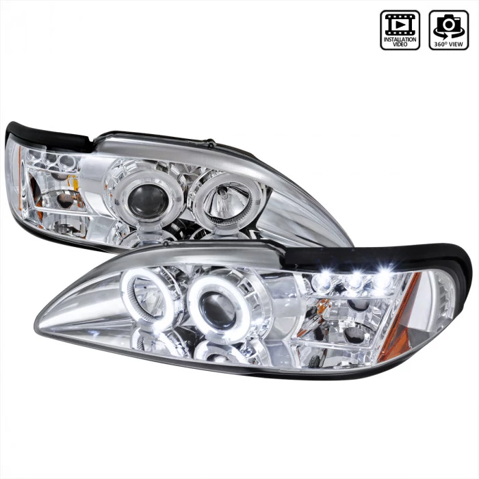 Spec-D - Chrome Dual Halo Projector Headlights with Parking LEDs