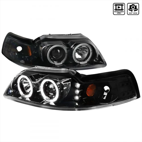 Spec-D - Black Dual Halo Projector Headlights with Parking LEDs