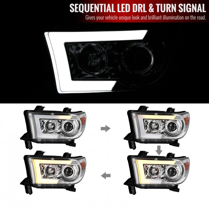 Spec-D - Chrome/Amber Projector Headlights