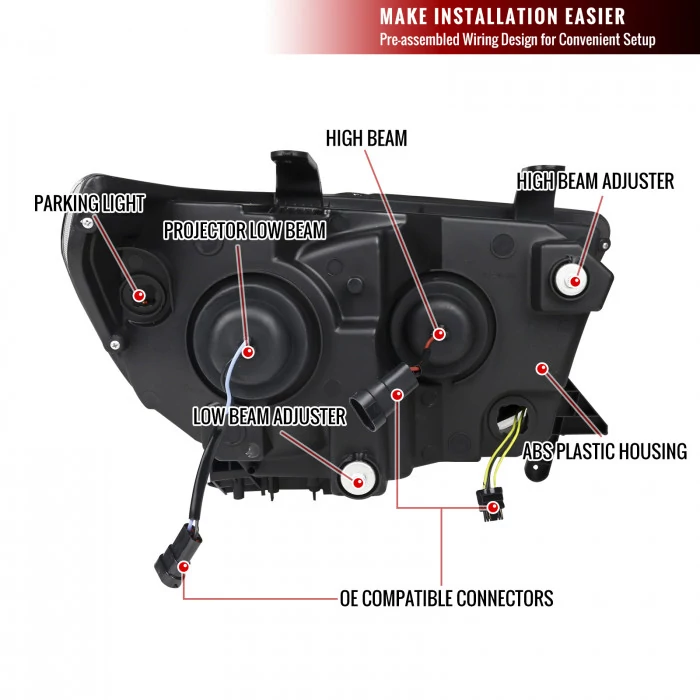 Spec-D - Chrome/Amber Projector Headlights