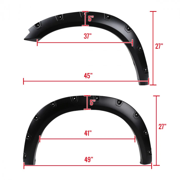 Spec-D - Rivet Style Matte Black Front and Rear Fender Flares