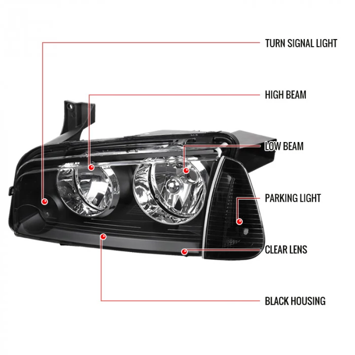 Spec-D - Black Factory Style Headlights with Corner Lights