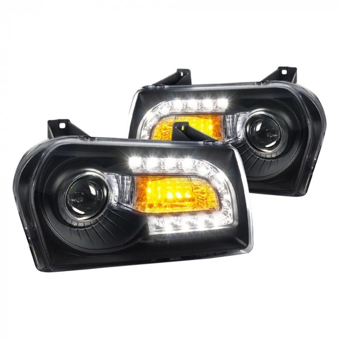 Spec-D - Black Projector Headlights with LED Turn Signal and DRL