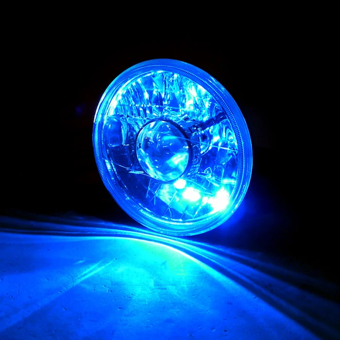 Spec-D - H6024 Round Chrome Projector LED Headlight with Blue Rim Strip (7)